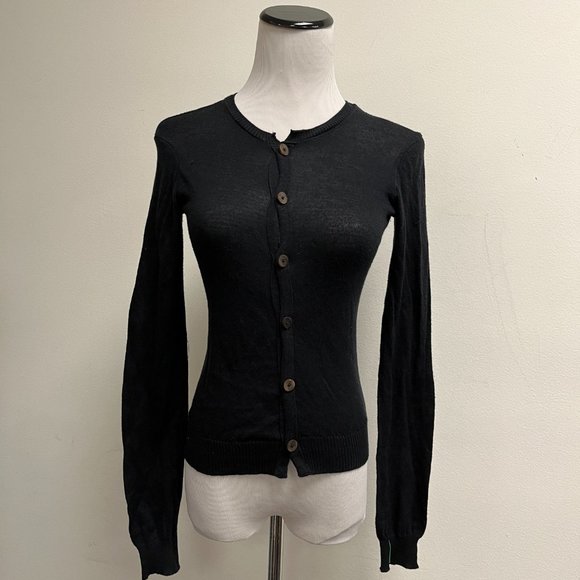 Kristensen du Nord black cotton cardigan sweater 1 xs s fine knit - Picture 1 of 4